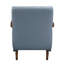 Modern Style Blue Leather Accent Chair With Pad, Walnut Detail, Finish Wood Frame
