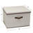LargeStorageBoxwithLidSoftPoly-CottonCanvaswithReinforcedFrameGenerousStorageCapacityFully-RemovableLidFrontHandleVersatileFoldableandStackablewithCoffeeTrim-1589940374-1589940375