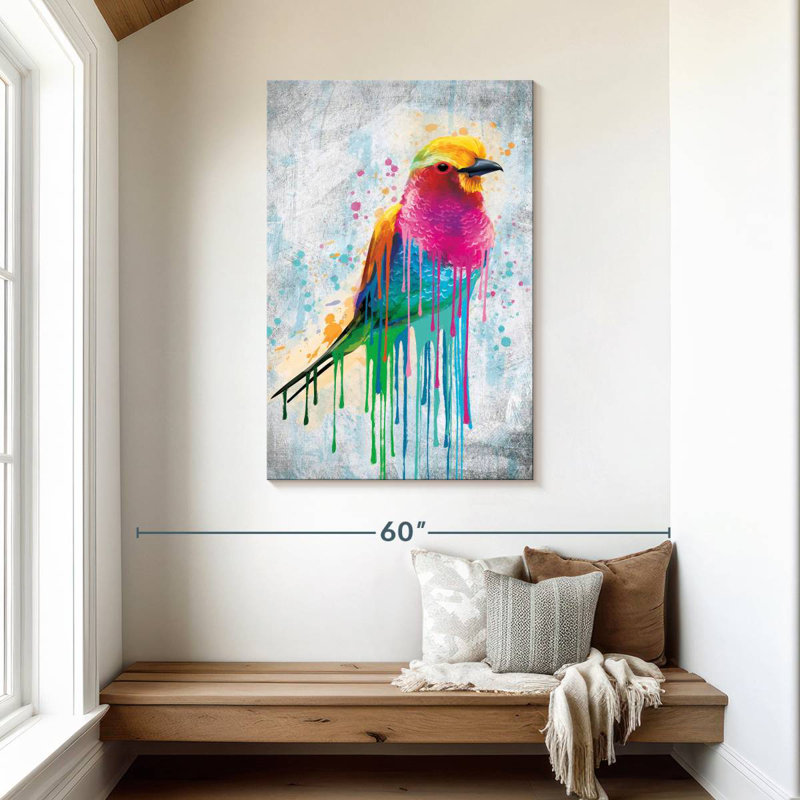 Brampt Lilac-Breasted Roller Paint Drip, 45" H x 30" W