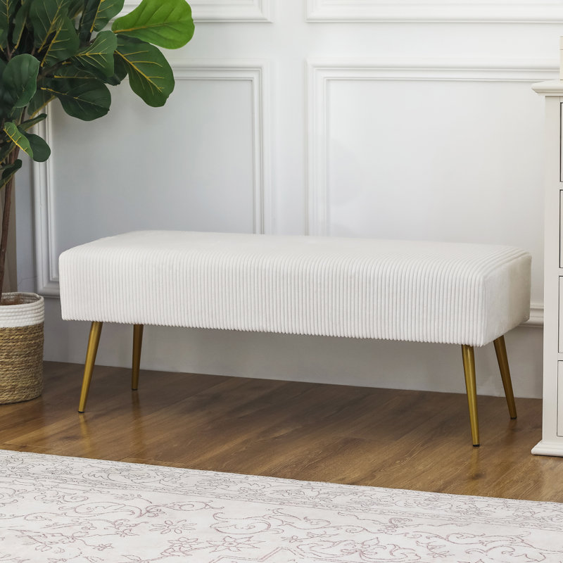 Fawad Velvet Upholstered Bench, White