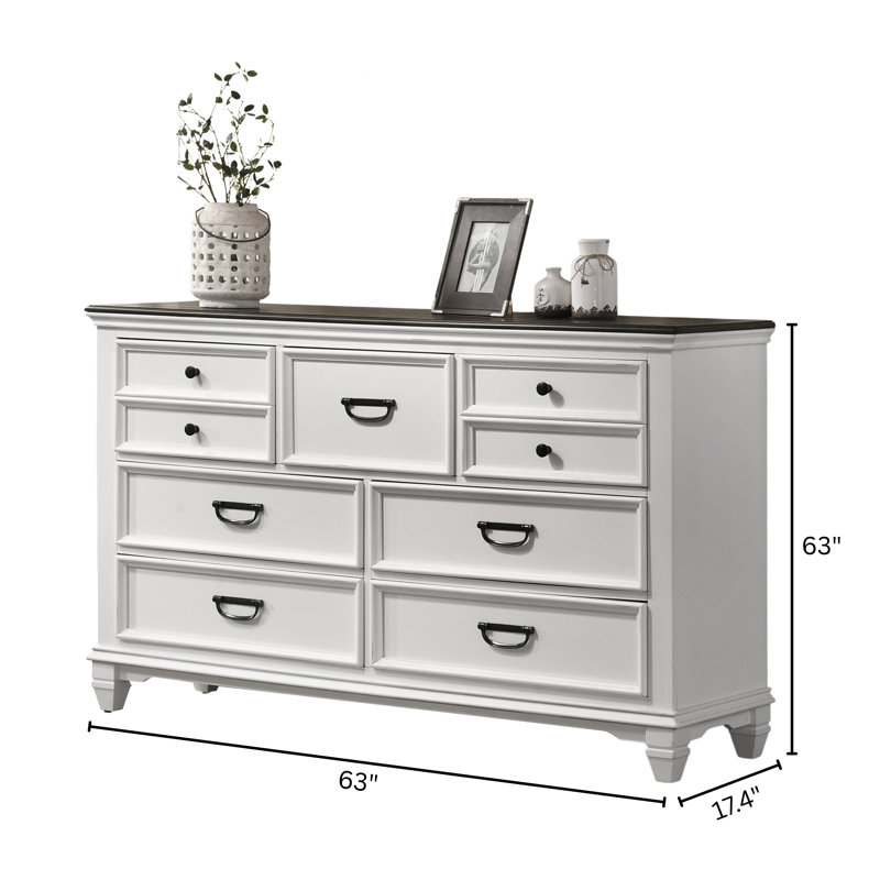 Commode 7 tiroirs Semaj Semaj, Blanc patiné