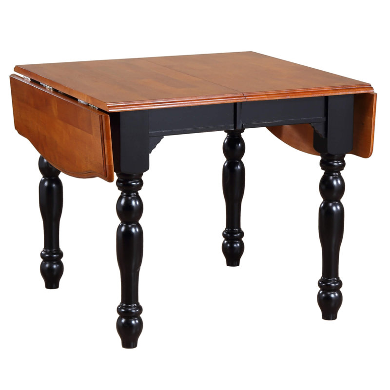 Azizi Extendable Solid Wood Dining Table, Antique Black / Cherry