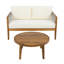 Ensemble de causeuse et de table basse d'extérieur, structure en bois d'acacia avec détails en corde, coussins beiges hydrofuges pour patio / cour arrière / terrasse-130070782