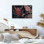 "Red Demon Mask" avec pivoines roses et feuilles, art mural sur toile-1811414499