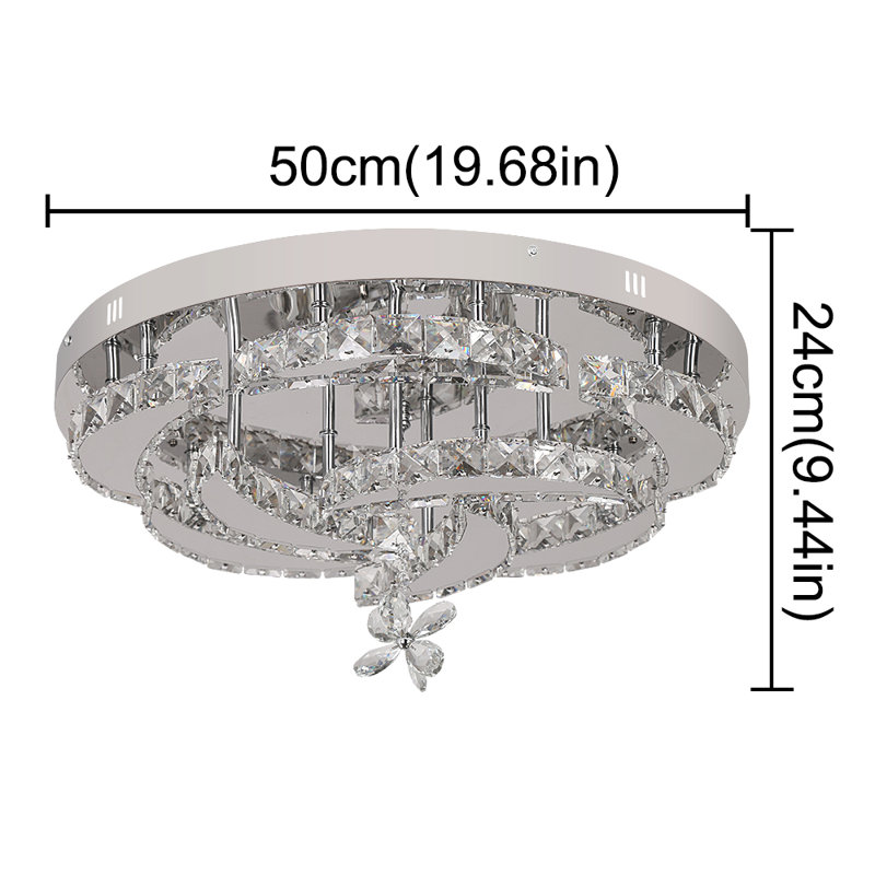 Lustre à DEL à 8 lumières avec accents de cristal à 8 lumières Jooyoung, Chrome