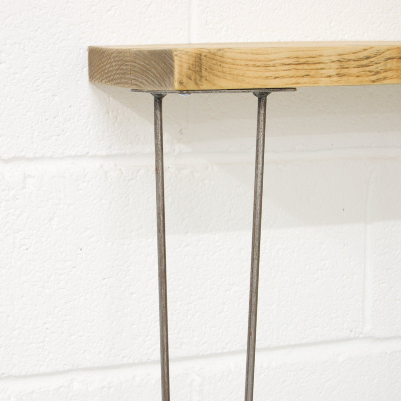 QuirkHub Narrow Console Table With Hairpin Legs, 80 cm H x 75 cm W x 27 cm D, Antique Iron