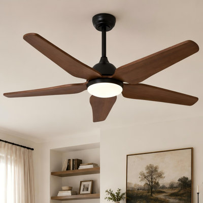 52" Modern Solid Wood Ceiling Fan with Light