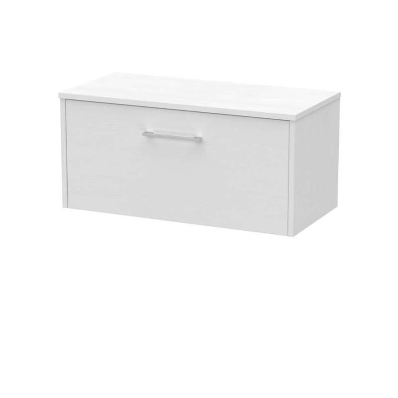 Juno 800mm Wall Hung Single Vanity Unit with Worktop, White Ash