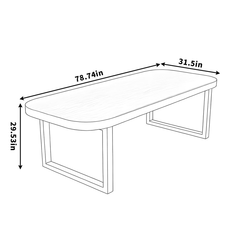 Table de salle à manger rectangulaire en bois massif, H 29,53 po x L 78,74 po x l 31,5 po