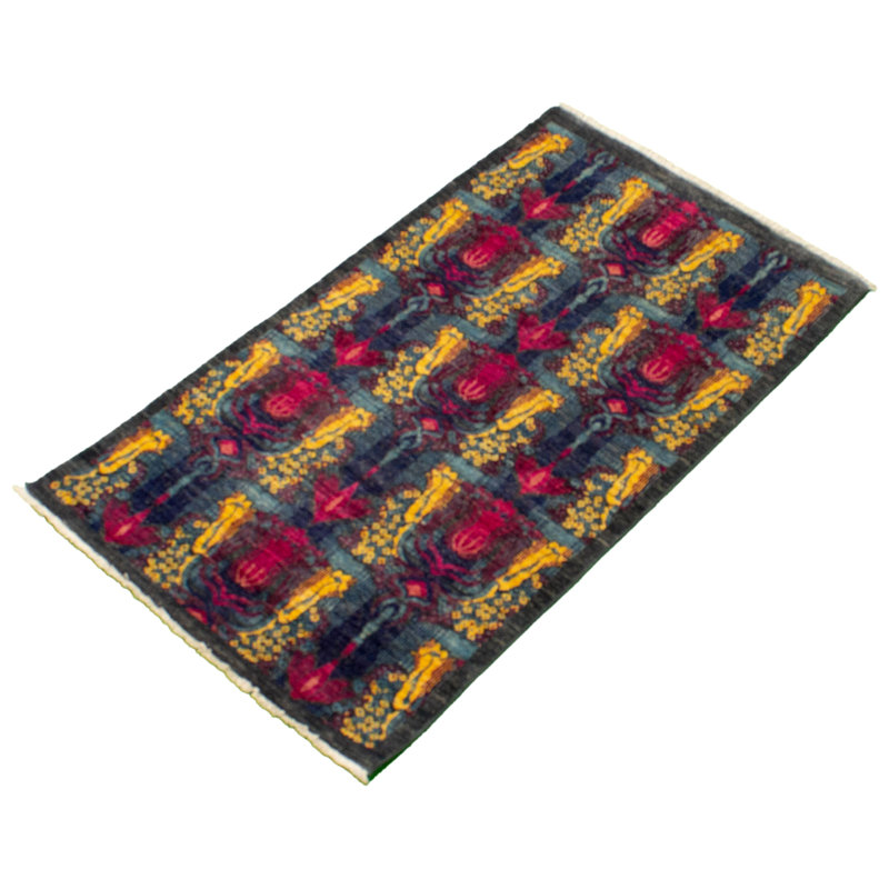 Tapis unique en laine noué à la main 3 pi 1 po x 5 pi 4 po gris nouvel âge Lahore