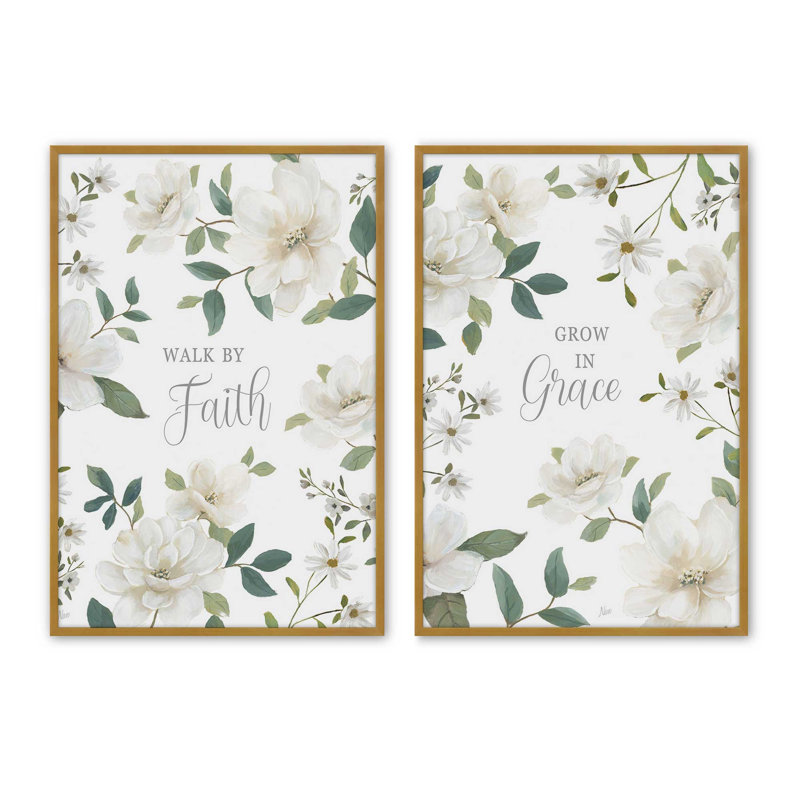 «Grace Grows Here», ensemble de 2 impressions, 48" x 32", Framed Print, Polished Gold