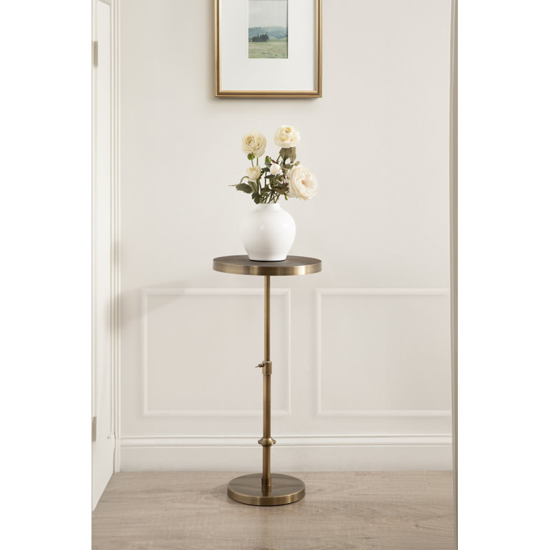 Table piédestal en métal Traditional, Doré, L 14 po x P 14 po, Doré