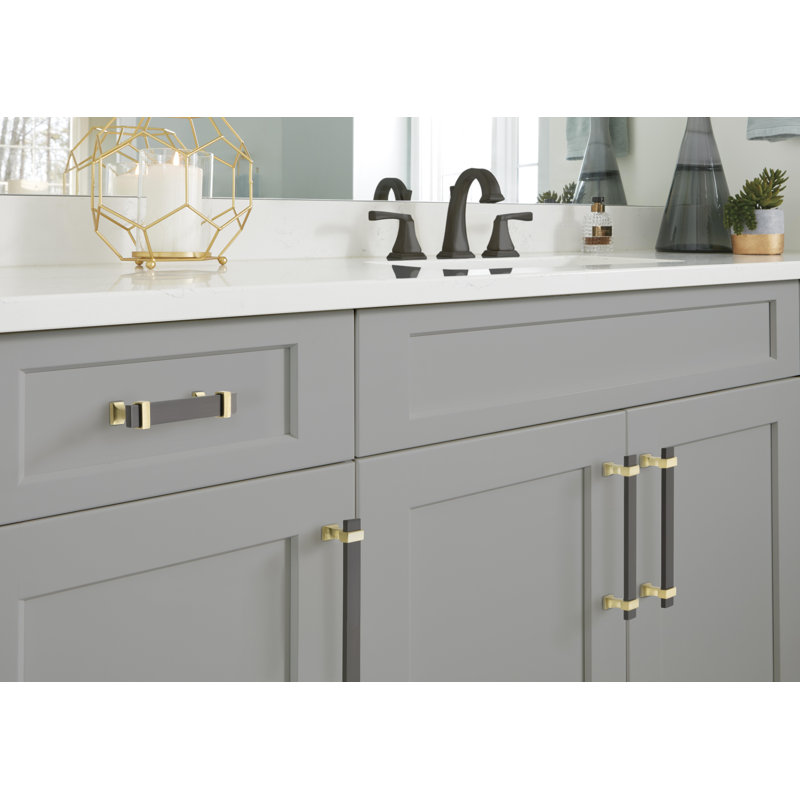 Overton Brushed Gold and Black Chrome Cabinet Bar Pull