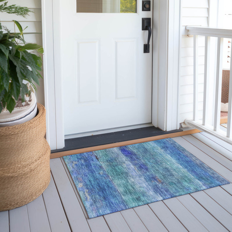 Machine Washable Indoor/Outdoor Matteson ACN2311 Stripes Rug, Rectangle 1'8" x 2'6"