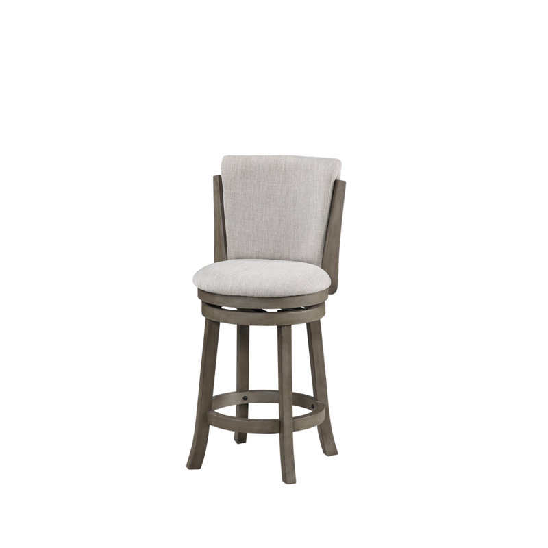 Upholstered Counter Stool with Solid Wood Frame, Counter Stool (24" Seat Height) , Gray Fabric/Antique Gray Frame