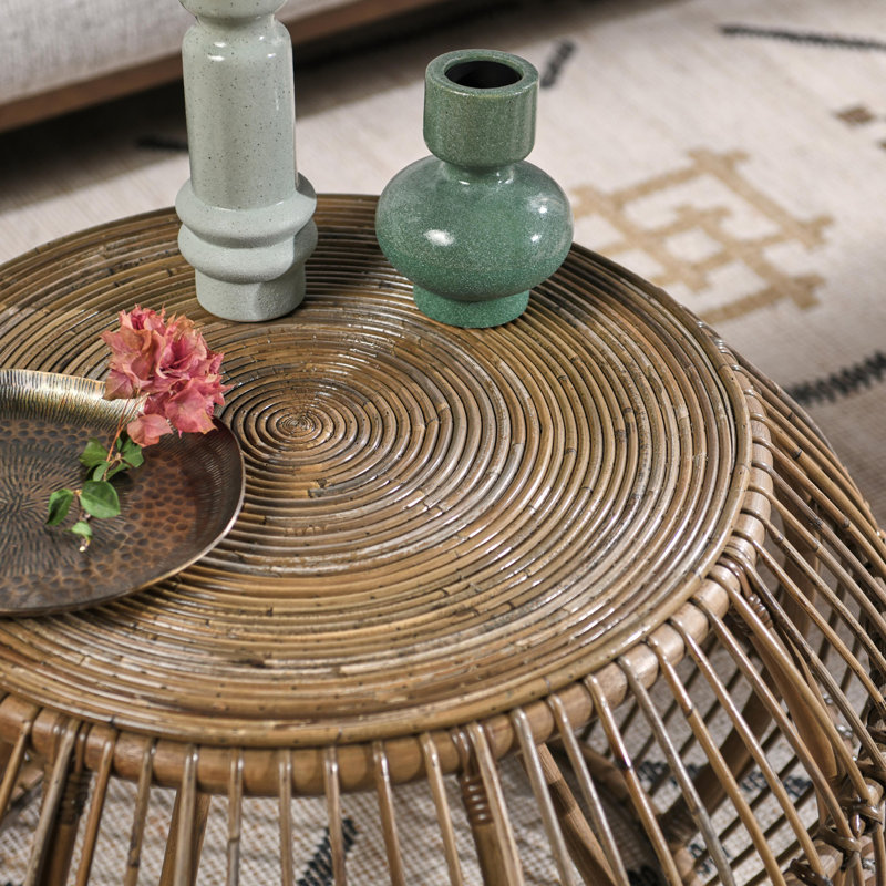 Felipe Rattan Drum Coffee Table