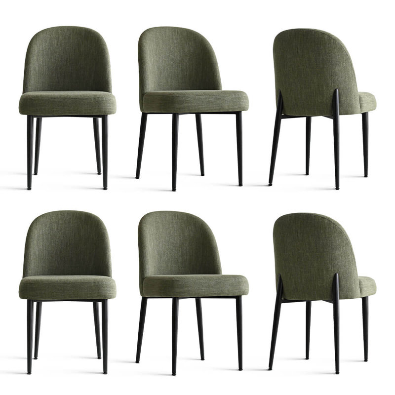  Linen Upholstered Parson Chair with Metal Legs, Green