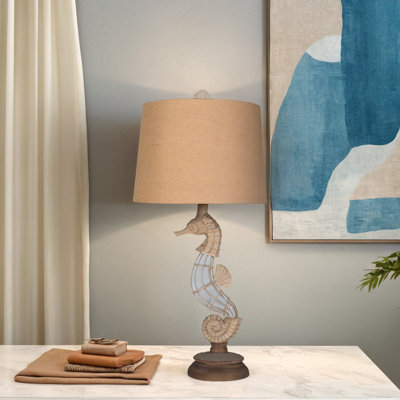 Lampe de table en polyrésine et métal 31 po, crème