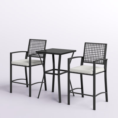 Mendes 2 - Person Wicker Patio Dining Set with Square Table , Cushions Included