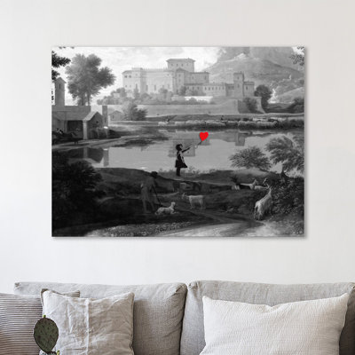 Balloon Girl Meets The Masters by Banksy - Wrapped Canvas Print