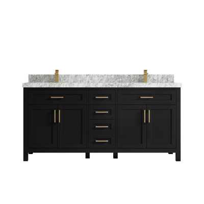 72'' Double Bathroom Vanity with Marble Top