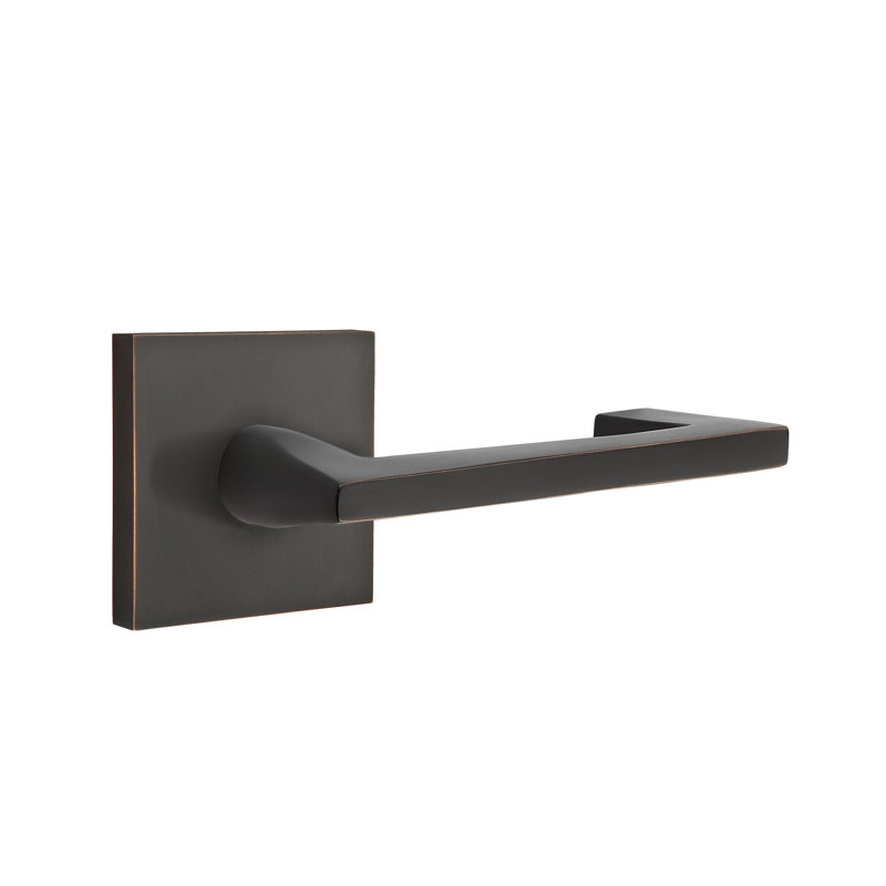 Argos Flat Passage (Hall & Closet) Door Lever with Square Rosette, Oil Rubbed Bronze, Right