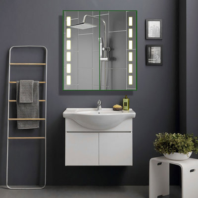 Addison 650 mm W 600 mm H Surface Mirrored Bathroom Cabinets 3 Adjustable Shelves with Mirror