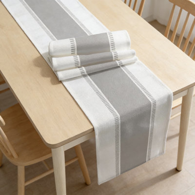 Modern Striped Table Runner, Non-Slip Decorative Table Cover For Kitchen Dining Coffee Table, Farmhouse Wedding Party Decor, Cotton Linen Textured Fabric