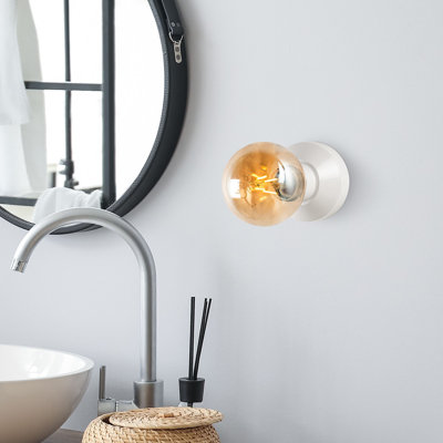 Stylish Cream Wall Lamp, Metal Body, 3.9 x 3.1 x 3.9 inches | E27 Socket, Max 40W (Bulb Not Included) | IP20 Rated, Perfect for Living Room & Bedroom Decor, Modern & Elegant Lighting Solution