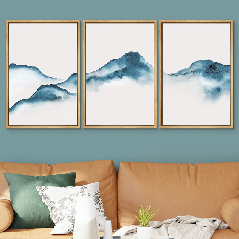 " Abstract Mountain Canvas Prints Home Artwork Decoration Living Room Bedroom " 3 - Pieces, Naturel