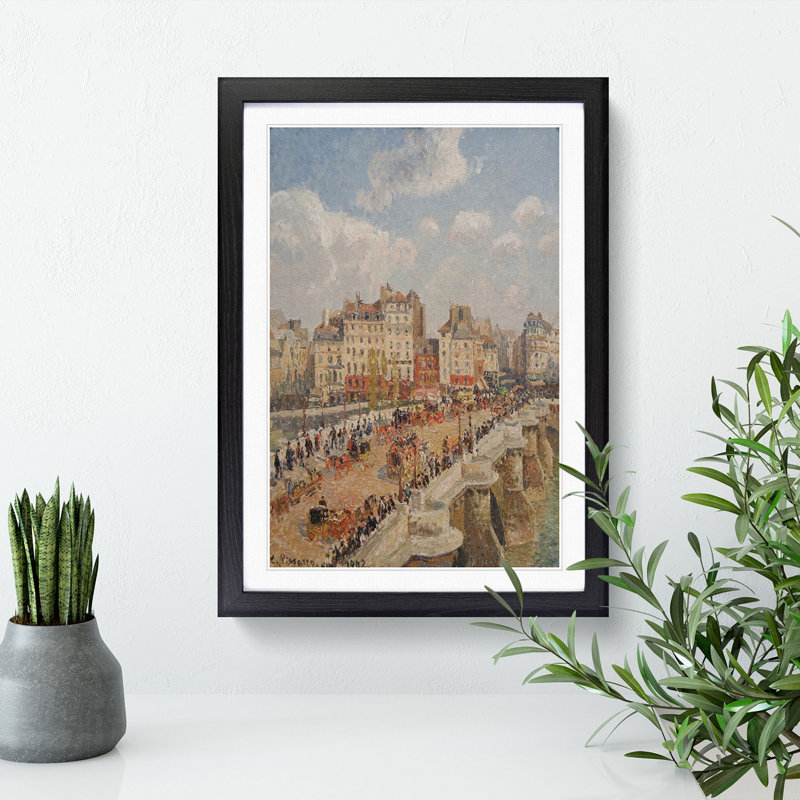 The New Bridge by Camille Pissarro - Picture Frame Painting, Black Framed, 48cm H x 36cm W x 2cm D
