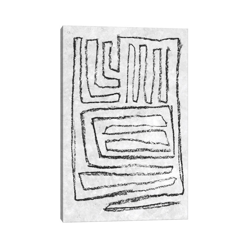 Black And White Runes II by Jennifer Goldberger - Wrapped Canvas Painting, 152.5 cm H x 101.5 cm W