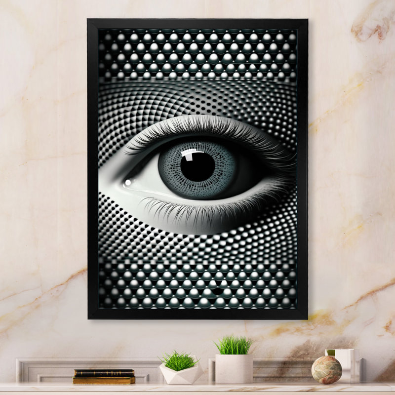 Œil monochrome Kalessa III - reproduction sur toile, Cadre photo noir, L 12 po x H 20 po