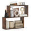 3-Tier Geometric Bookshelf, Freestanding Wooden Bookcase w/ 2 Cubic Compartments