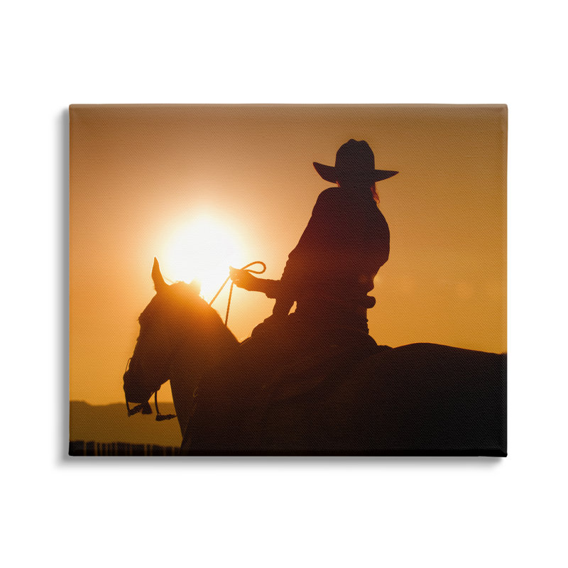 «Stupell Industries Cowboy at Sunset Silhouette», art mural sur toile par Lisa Dearing, H 30 po x l 40 po x P 1,5 po