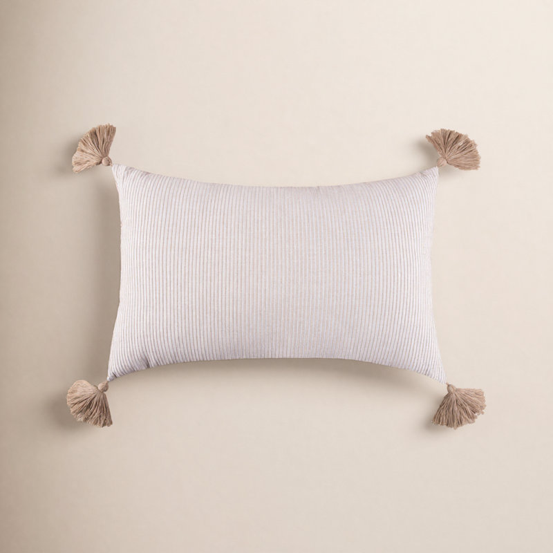 Fairlee Cotton Striped Lumbar Pillow, Brown