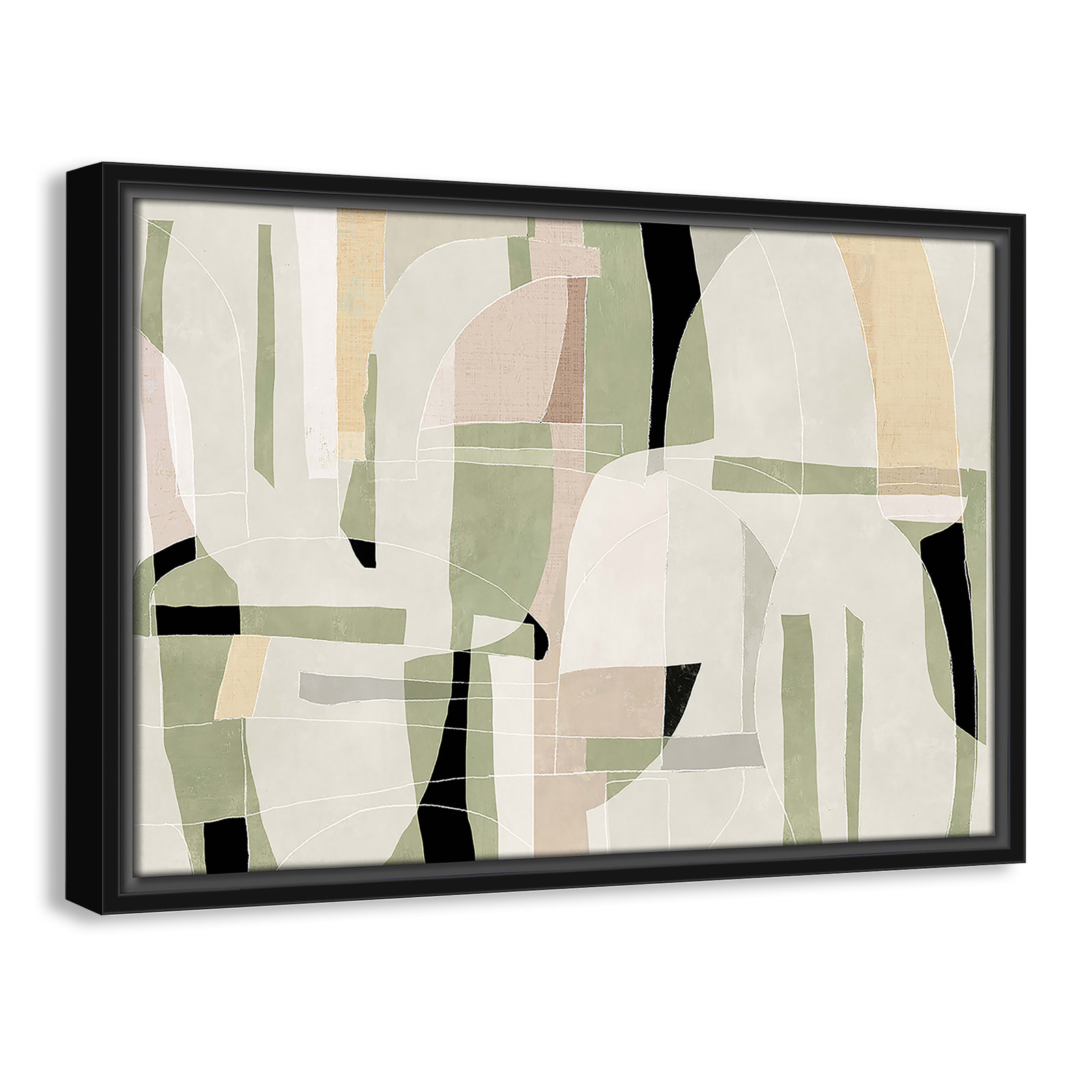 Sunny Barcelona - Floater Frame Canvas, Black, 19.5" W x 13.5" H
