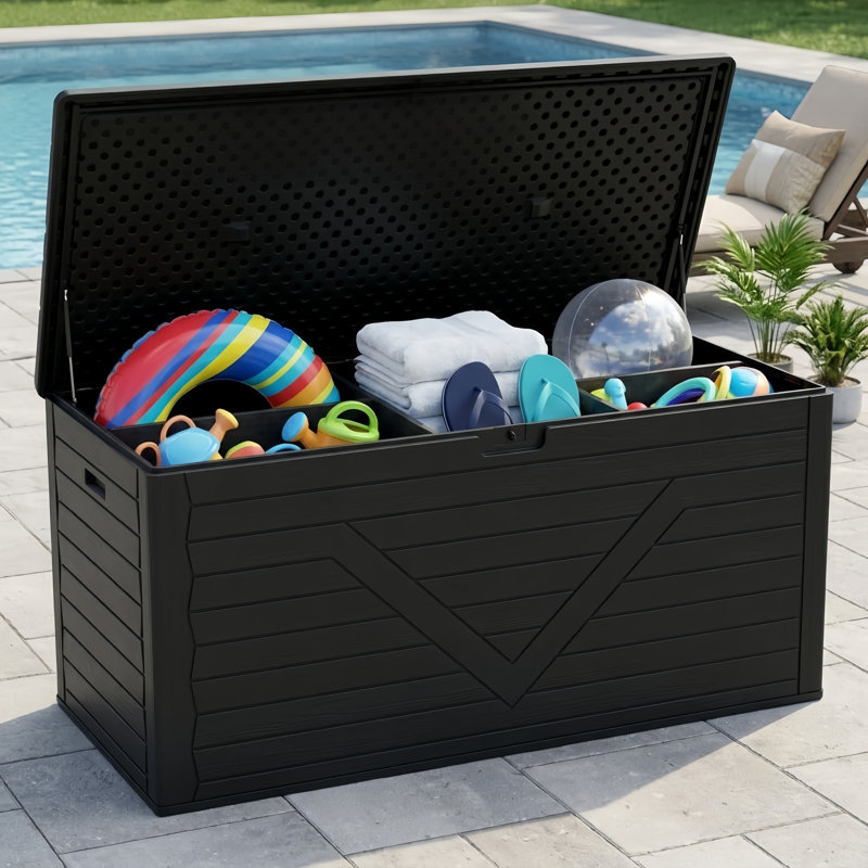 Decksplore 69.7" Extra Long Outdoor Water Resistant Resin Lockable Deck Box