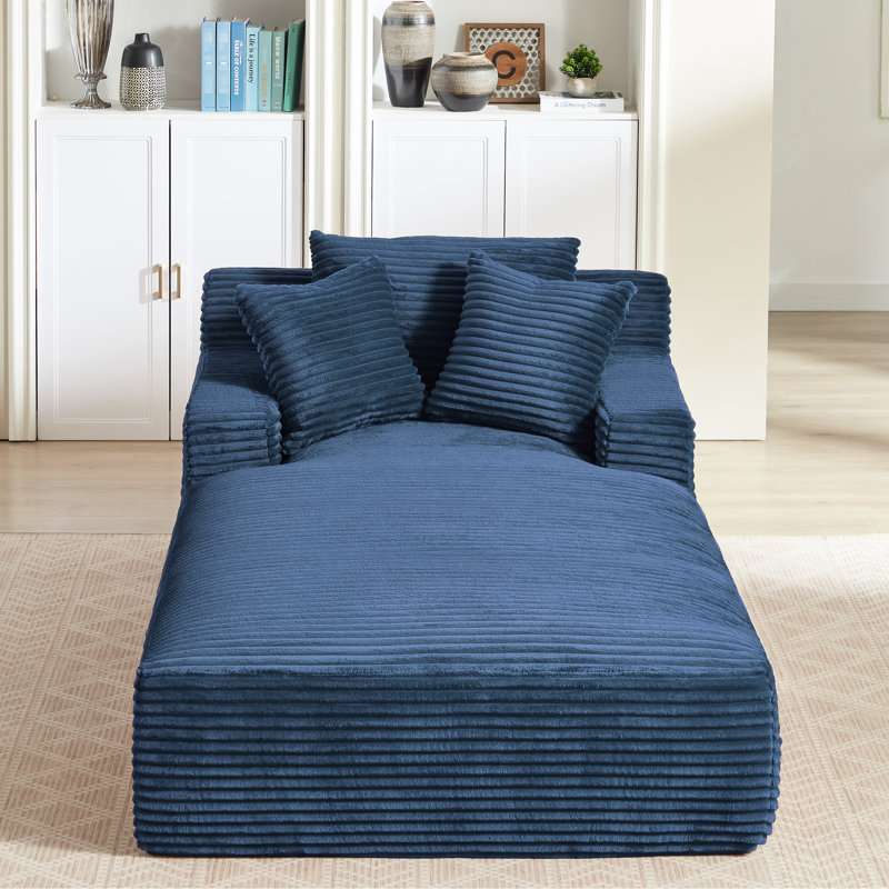 Méridienne simple en velours côtelé bleu, sans assemblage, peau douce, coussin à ressorts, méridienne ergonomique pour le bureau