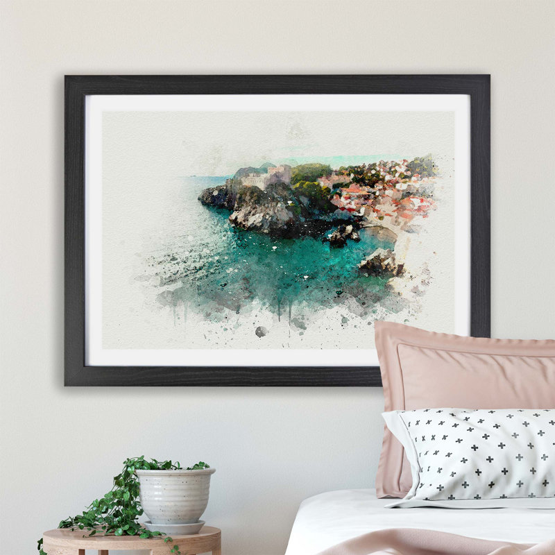 Walls of Dubrovnik in Croatia - Framed Print, Black, 24cm H x 33cm W x 2cm D