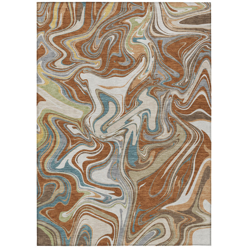 Machine Washable Indoor/Outdoor Jourdan ACN2395 Abstract Rug, Rectangle 5' x 7'6"