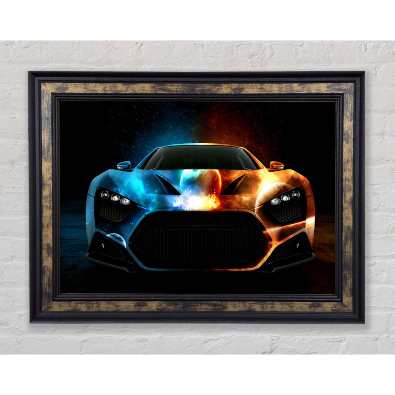 Space Car - Single Picture Frame Art Print, Black Framed Paper, 42cm H x 59.7cm W x 3.4cm D