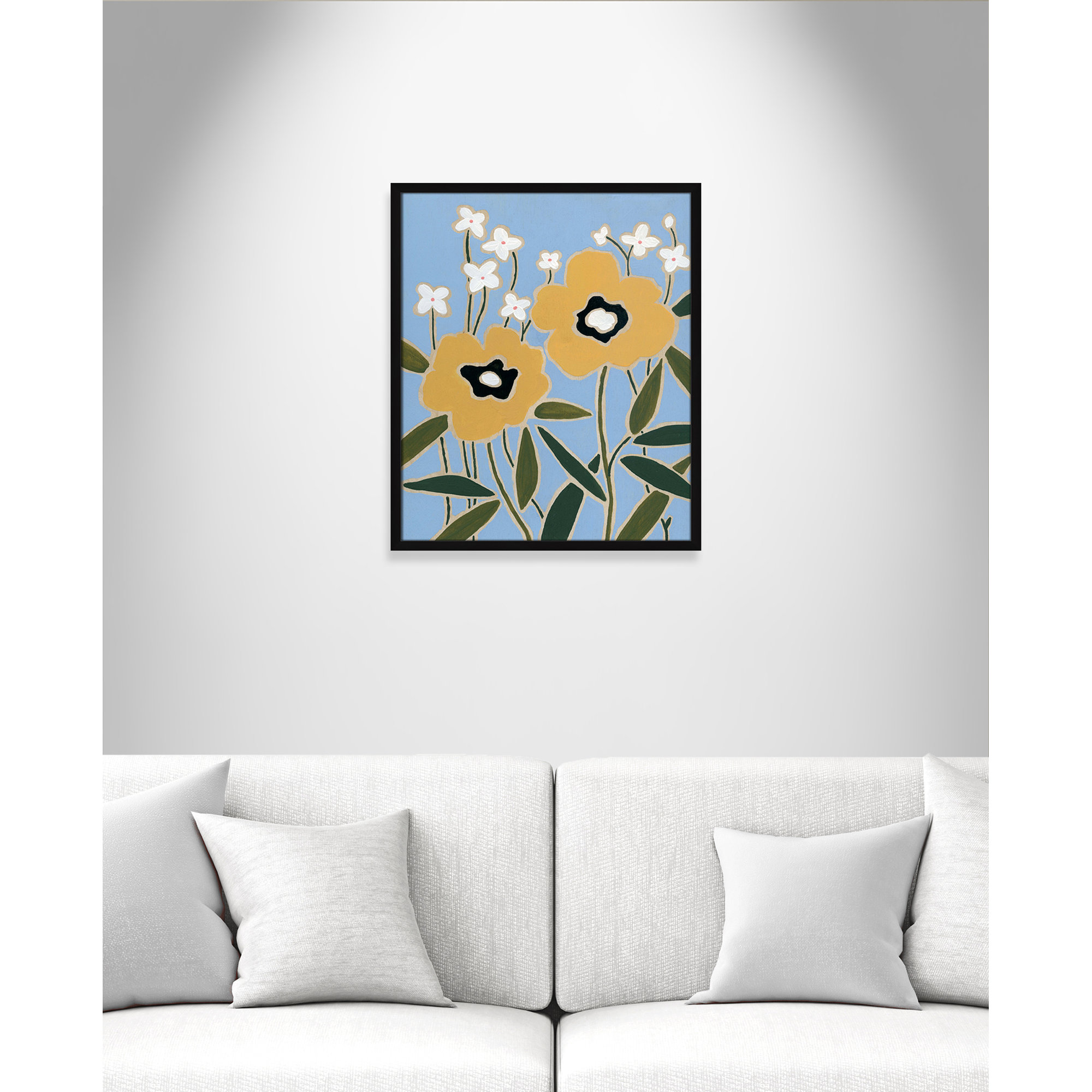 Woodblock Floral II by - Single Picture Frame Print, 25.5" H x 21.5" W x 1.25" D, Satin Black Framed