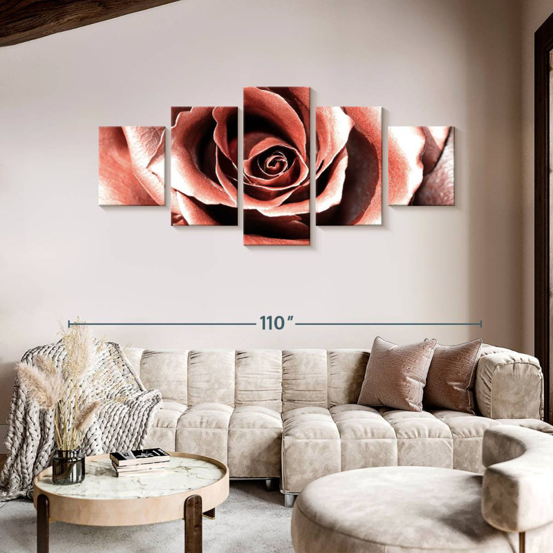 Fleur rose or, H 42 po x l 92 po