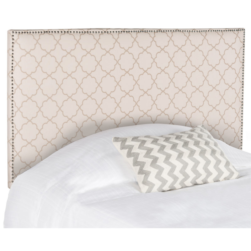Upholstered Headboard, Pale Pink and Beige, Full