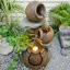 Fontaine d'eau à 3 niveaux en cascade décorative d'extérieur avec lumières à DEL pour patio