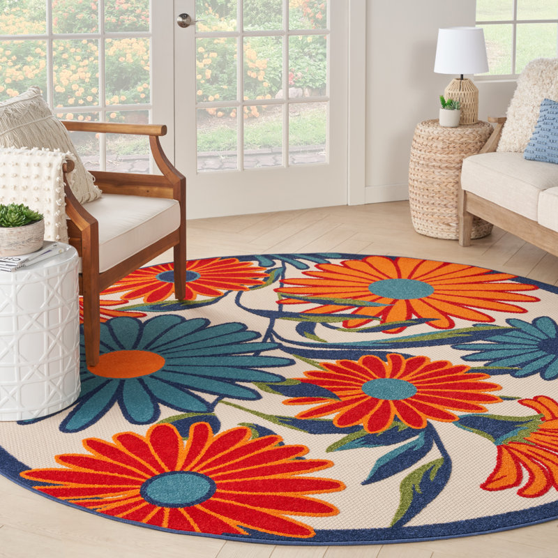 Alaris Aloha Floral Multicolor Indoor/Outdoor Area Rug, Round 7'10"