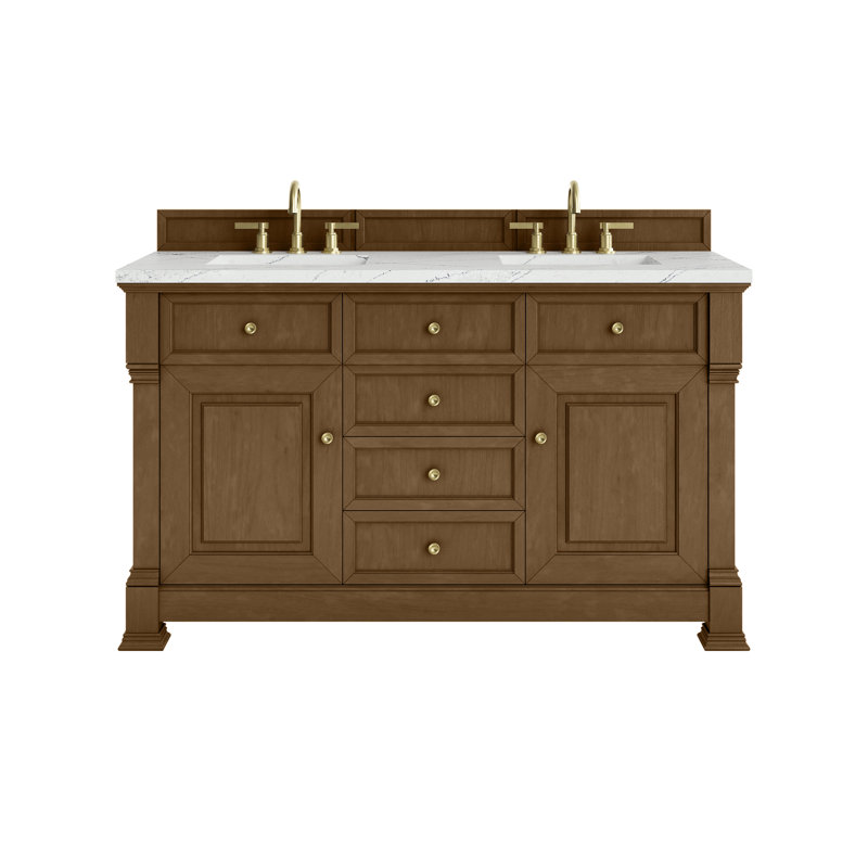 Brookfield 60 in. Double Vanity, Honey Oak, Ethereal Noctis