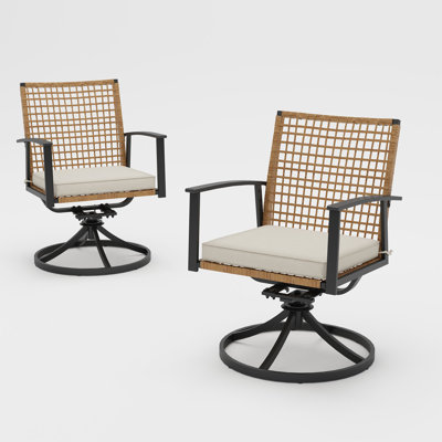 Chaises de salle à manger d'extérieur pivotantes avec coussin (ensemble de 2)