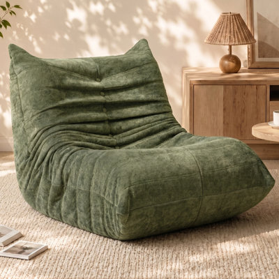 Bean Bag Sofa Chair – High-Resilience Foam, Ergonomic Curved Backrest, Lightweight Floor Chair for Small Spaces